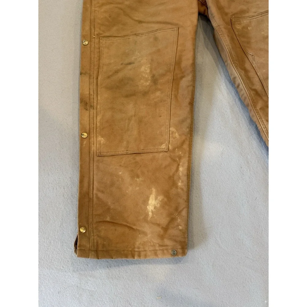 Vintage Carhartt Overalls Mens 40X30 Brown Duck Quilt Lined Bib R04 USA Made 90s - Picture 4 of 14